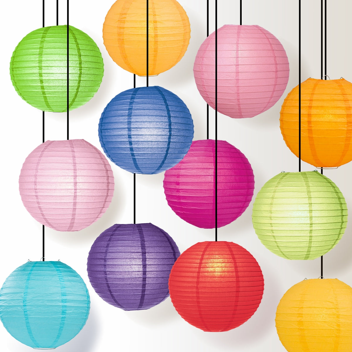 Parallel Ribbing Round Paper Lanterns