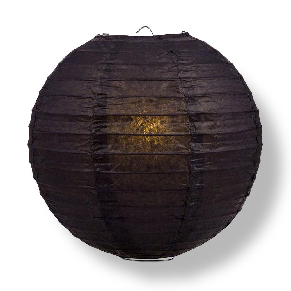 Black Round Parallel Ribbing Paper Lanterns