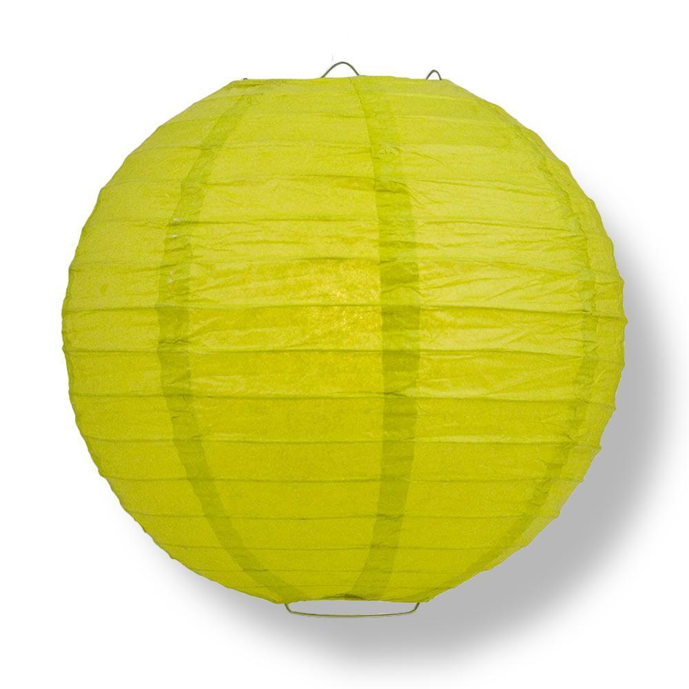 Chartreuse Round Parallel Ribbing Paper Lanterns