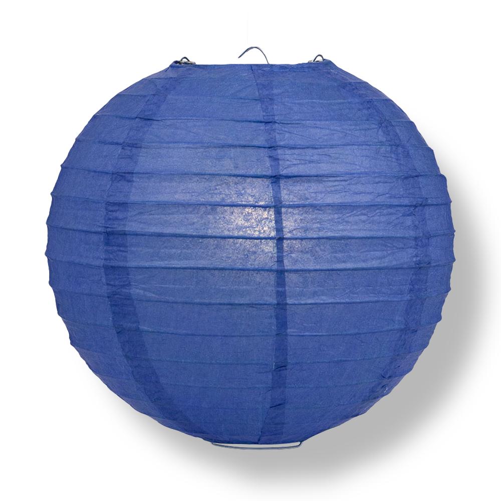 Dark Blue Round Parallel Ribbing Paper Lanterns