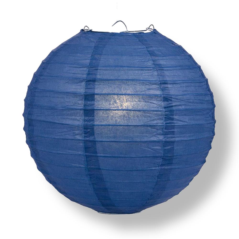 Navy Blue Round Parallel Ribbing Paper Lanterns