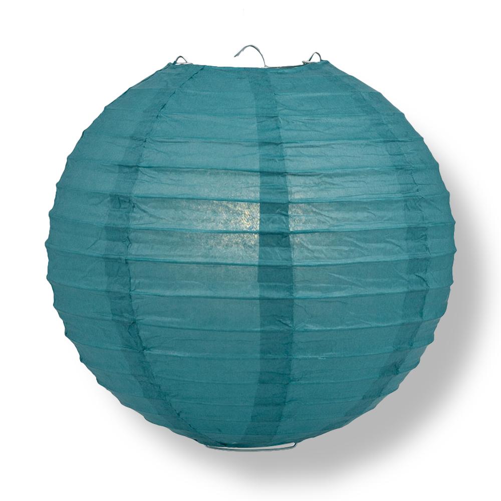 Tahiti Teal Round Parallel Ribbing Paper Lanterns