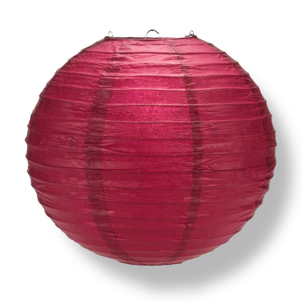 Velvet Rose Red Round Parallel Ribbing Paper Lanterns