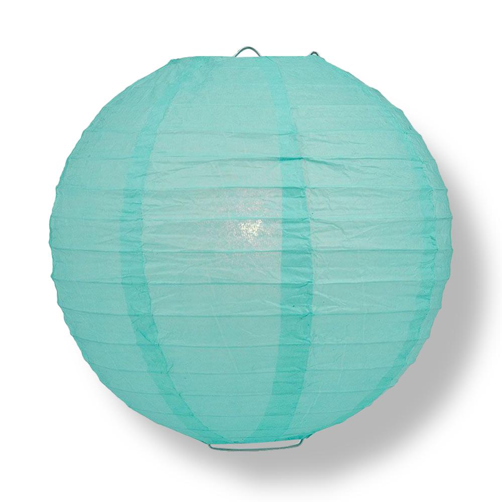 Water Blue Round Parallel Ribbing Paper Lanterns