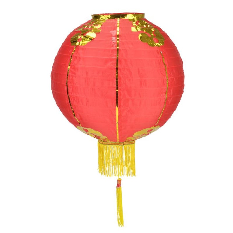 14 Inch Red Traditional Nylon Chinese Lantern w/Tassel - lunabazaarshop.com - Discover. Decorate. Celebrate.