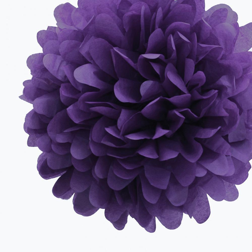 CLOSEOUT EZ-Fluff 12" Plum Tissue Paper Pom Poms Flowers Balls, Decorations (4 PACK) - Luna Bazaar | Boho & Vintage Style Decor