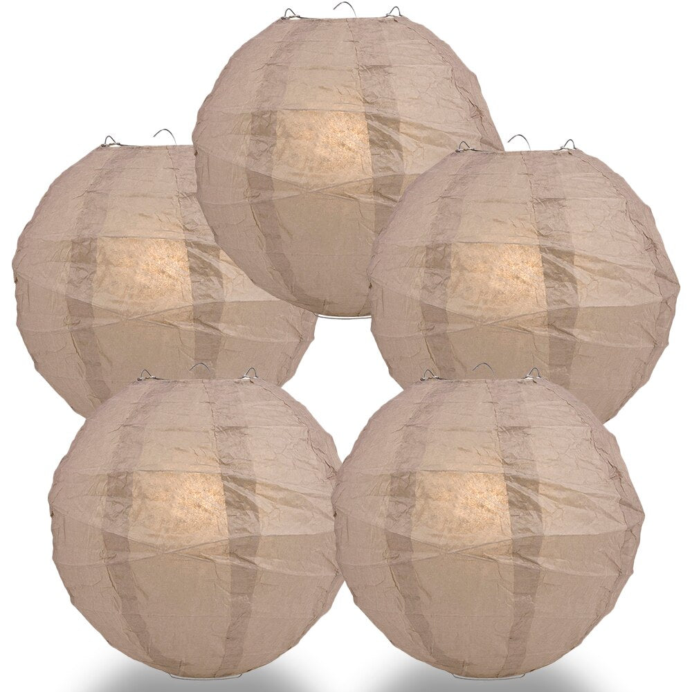 5-Pack 8 Inch Dusty Sand Rose Free-Style Ribbing Round Paper Lantern - Luna Bazaar | Boho & Vintage Style Decor