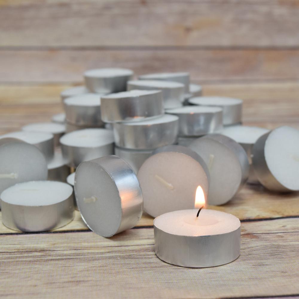 50-Pack Wax Tea Light Candles in Bulk, Unscented Standard - Luna Bazaar | Boho &amp; Vintage Style Decor