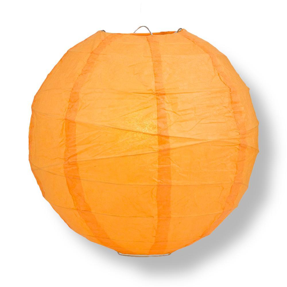 12 Inch Orange Free-Style Ribbing Round Paper Lantern - Luna Bazaar | Boho & Vintage Style Decor