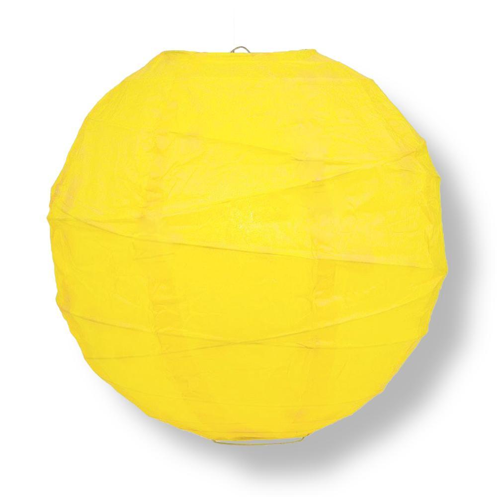 8 Inch Yellow Free-Style Ribbing Round Paper Lantern - Luna Bazaar | Boho & Vintage Style Decor